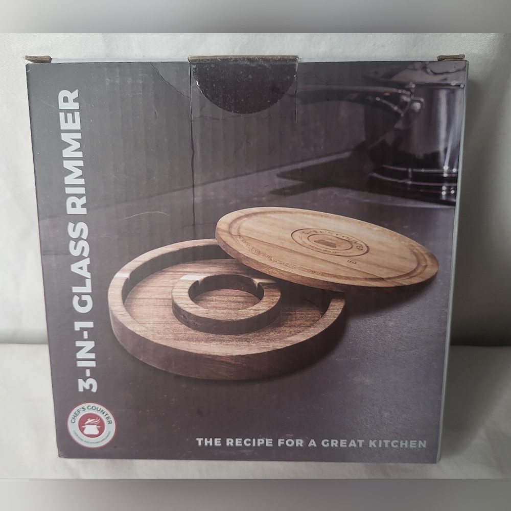 NEW Country Corner 3 In 1 Glass Rimmer Bundle Of Two Wood Glass Rimmers NIB - Picture 9 of 12